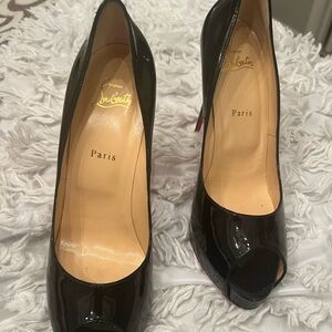 Christian Louboutin Black Peep-Toe Pumps